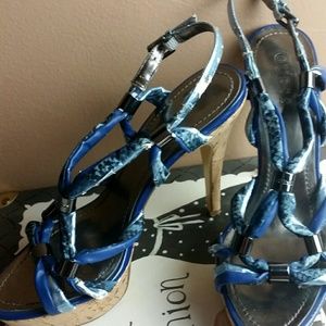 Blue and silver stilettos